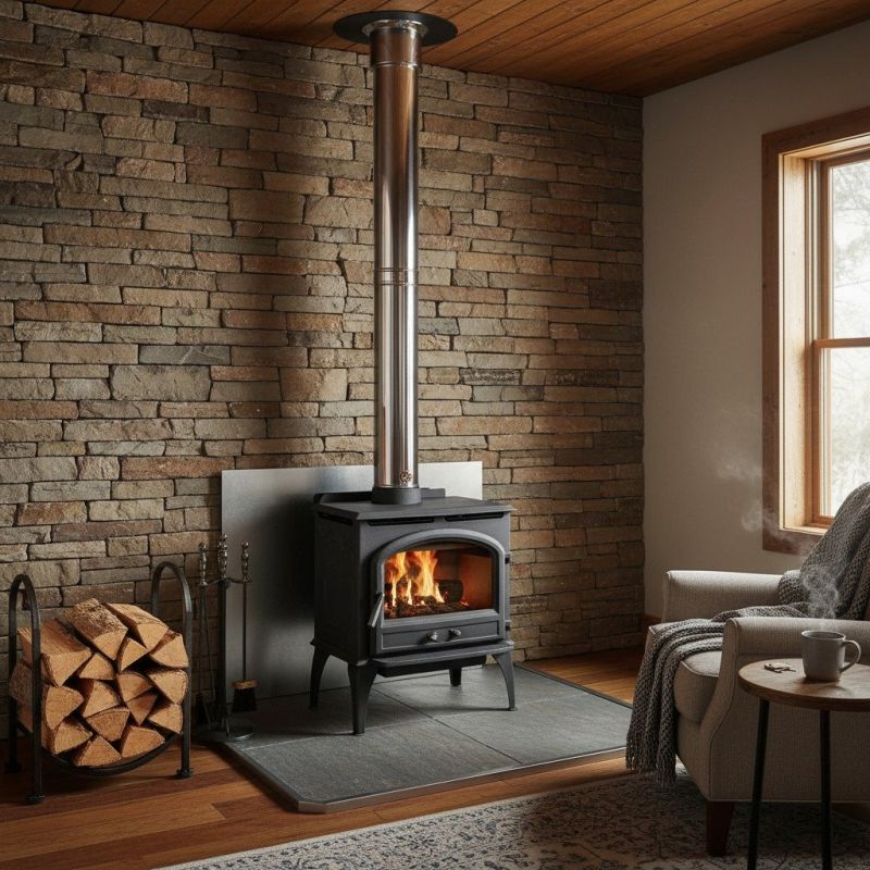 Stone Hearth Installation